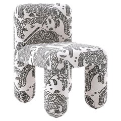 Modern Dining Chair Hello in Dedar Tiger Mountain white jacquard velvet by Noom
