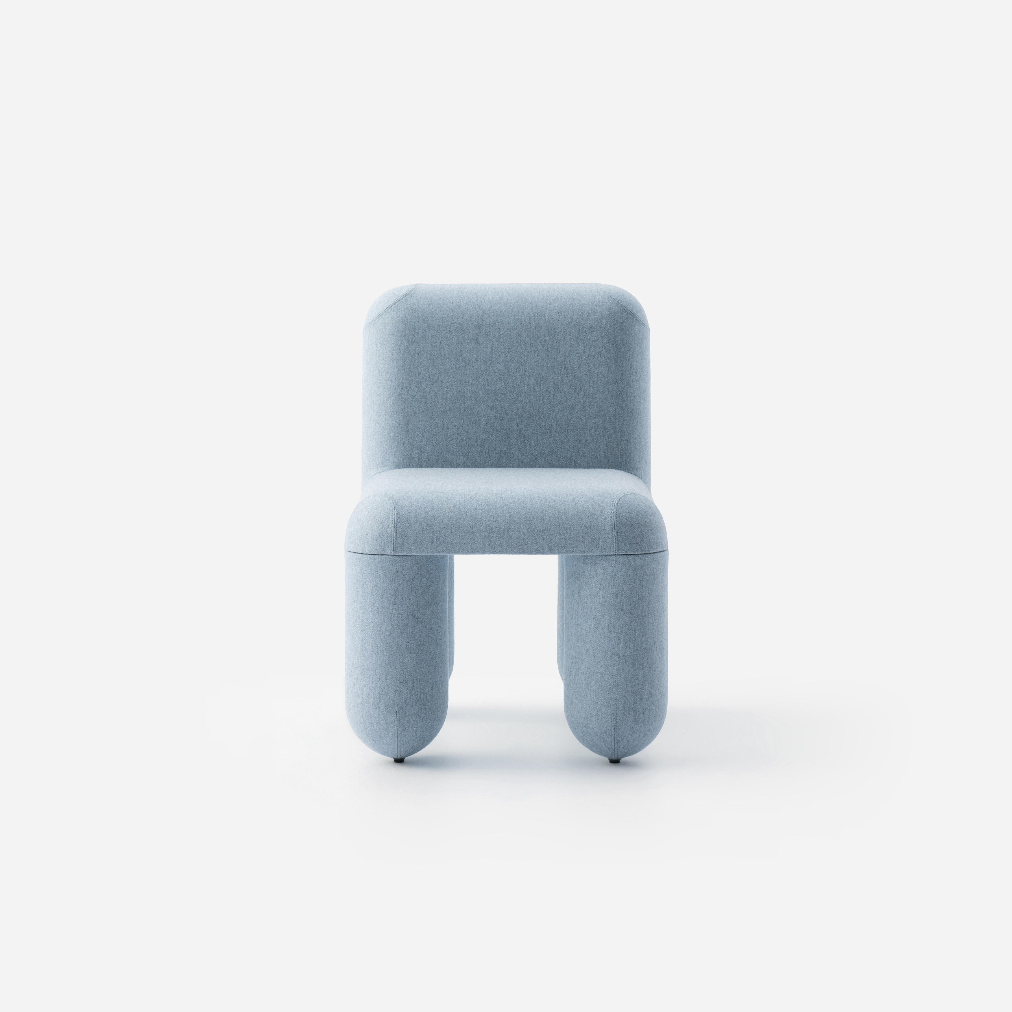 Moderner Esszimmerstuhl Hello in Grau - Blauer Wollstoff von Noom im Angebot 14