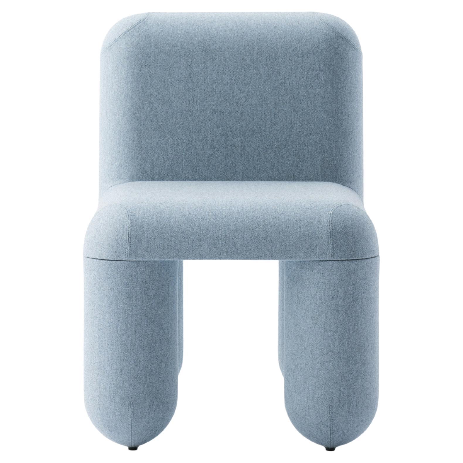 Modern Dining Chair Hello in Grey - Blue Wool fabric by Noom