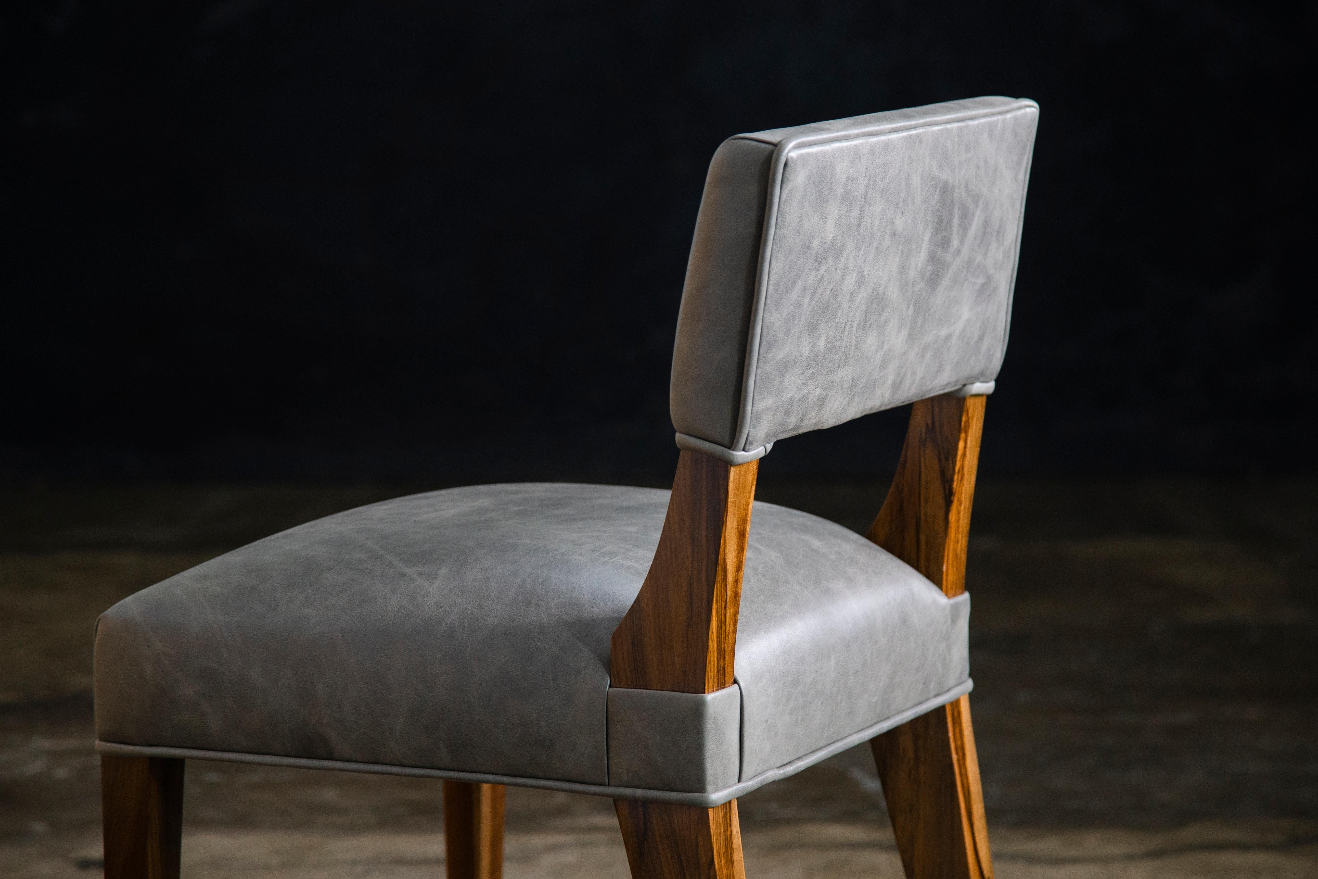 Contemporary Modern Dining Chair in Argentine Exotic Wood and Leather from Costantini, Bruno For Sale