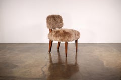 Sedia da pranzo moderna in legno esotico e pelle di pecora di Costantini, Bruno Ovino