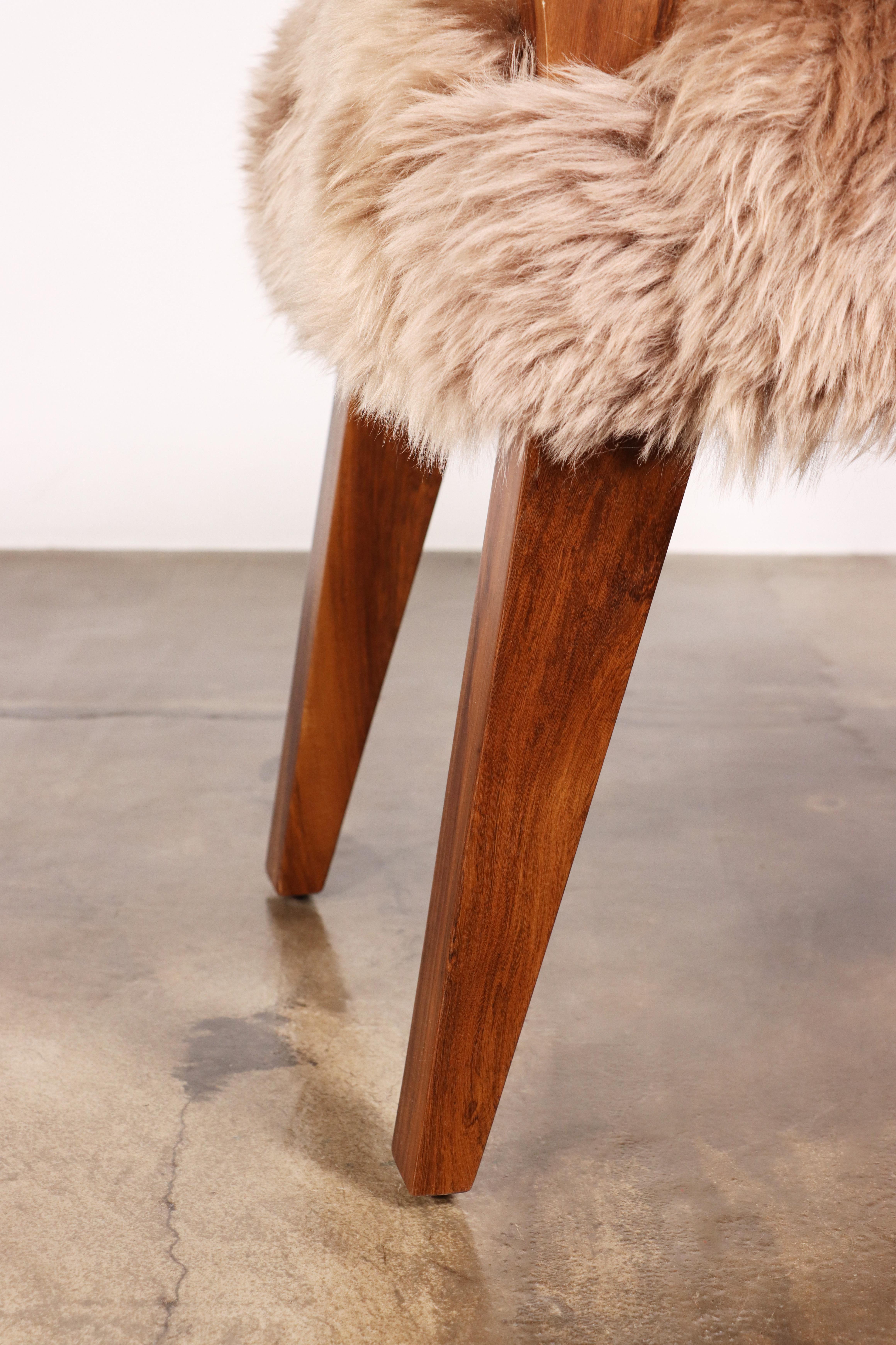 Modern Dining Chair in Exotic Wood and Sheepskin from Costantini, Bruno Ovino In New Condition For Sale In New York, NY