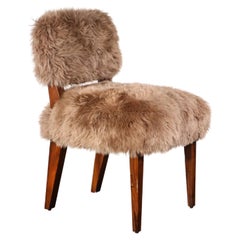 Modern Dining Chair in Exotic Wood and Sheepskin from Costantini, Bruno Ovino