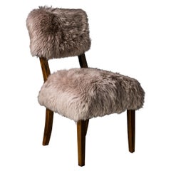Modern Dining Chair in Exotic Wood and Sheepskin from Costantini, Luca Ovino