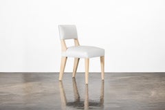 Modern Dining Chair in Leather and Ivorywood by Costantini, Bruno, In Stock