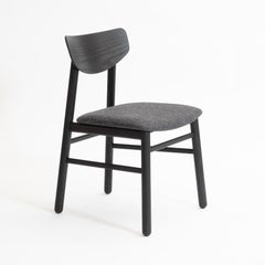 Modern Dining Chair in Solid Blackened Oak with Wool Seat