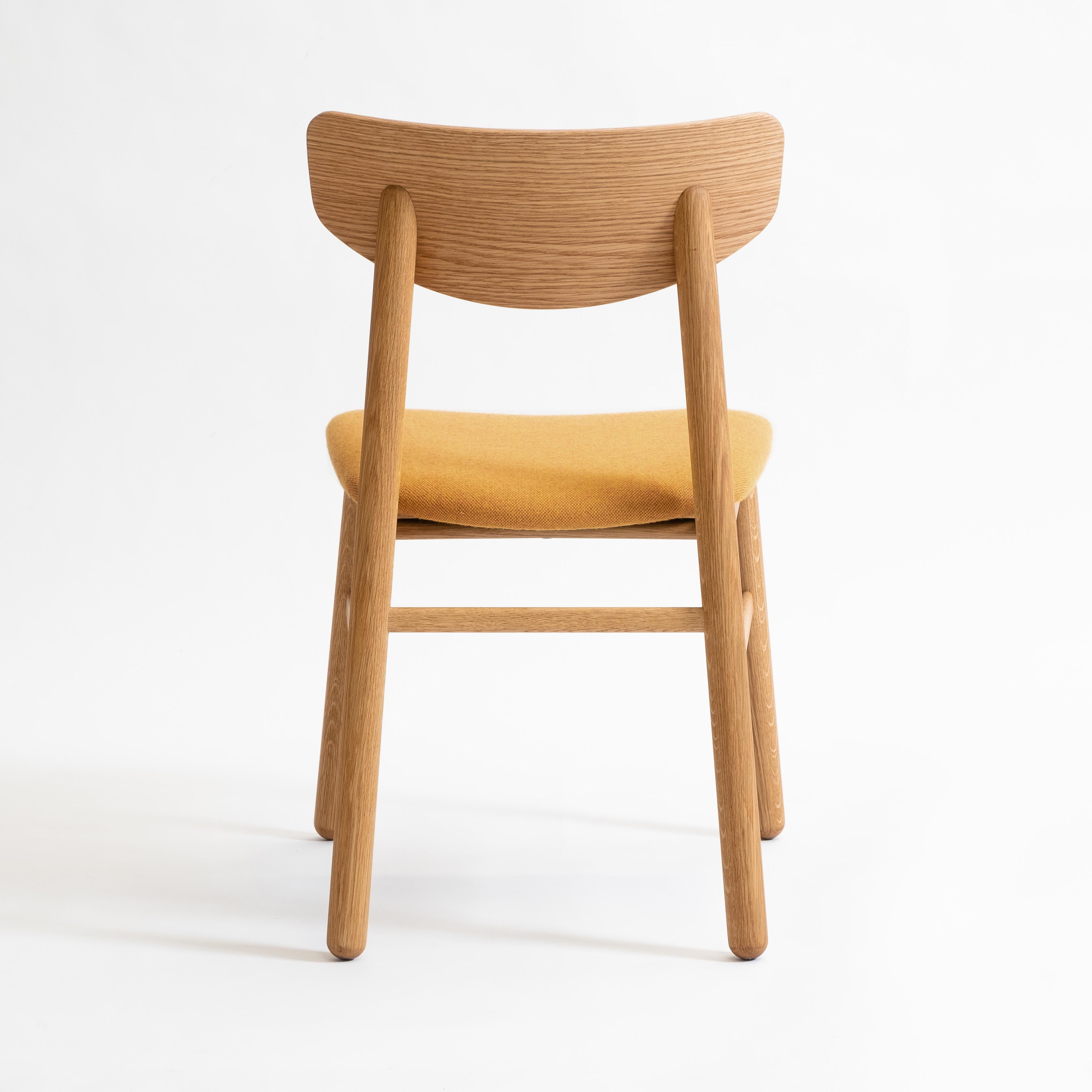 Modern Dining Chair in Solid White Oak with Wool Seat For Sale 1