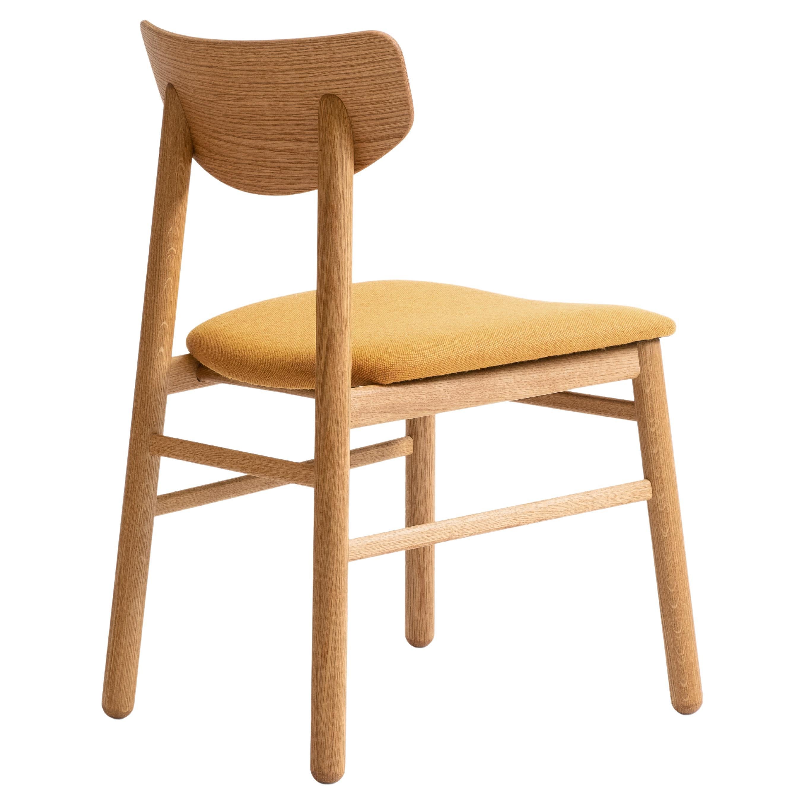 Modern Dining Chair in Solid White Oak with Wool Seat For Sale