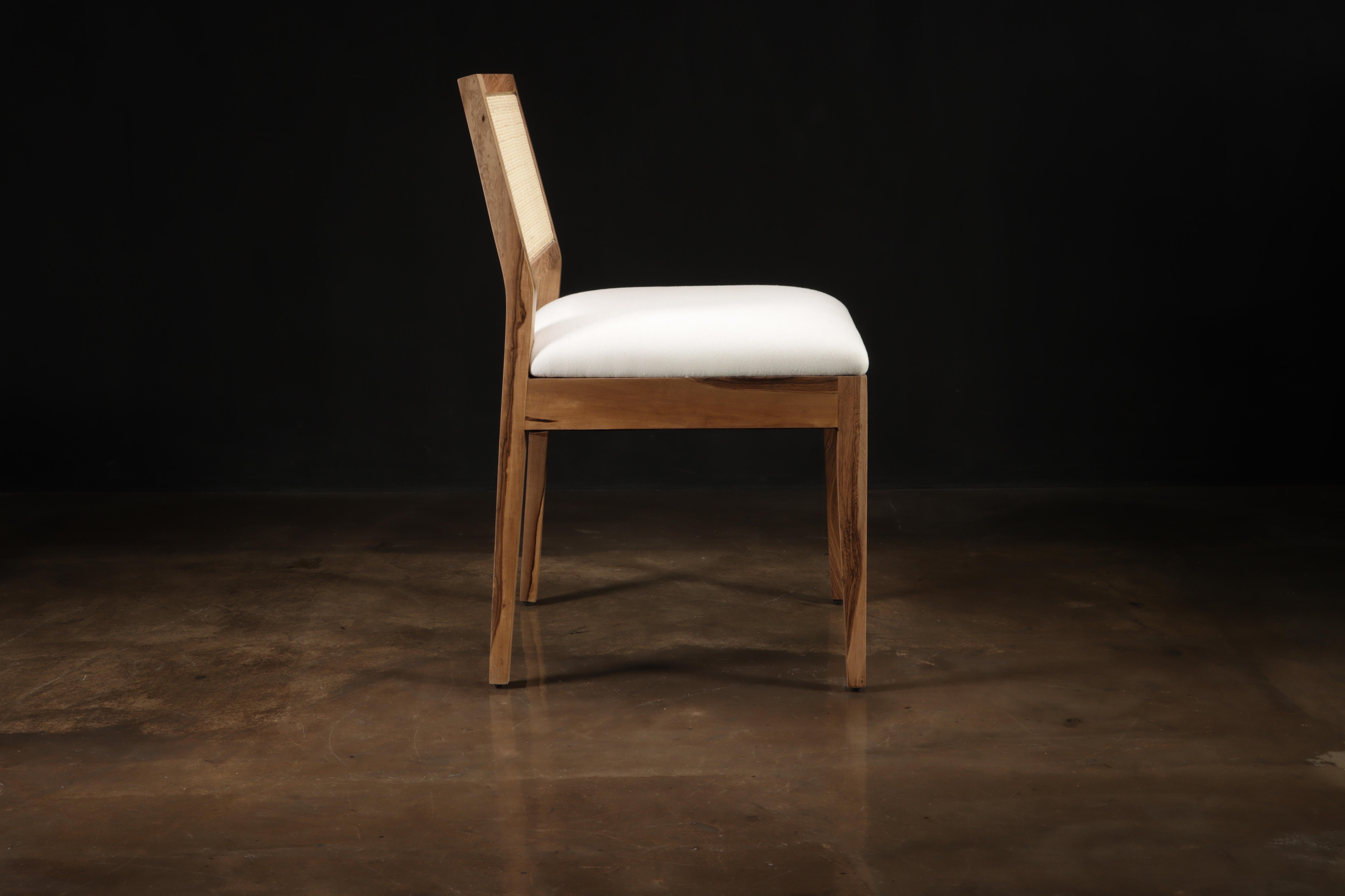 Modern Dining Chair with Caned Back in Exotic Wood by Costantini, Recoleta In New Condition For Sale In New York, NY