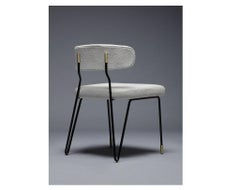 Beige Upholstered Modern Dining Chair by Duistt with Metal Base