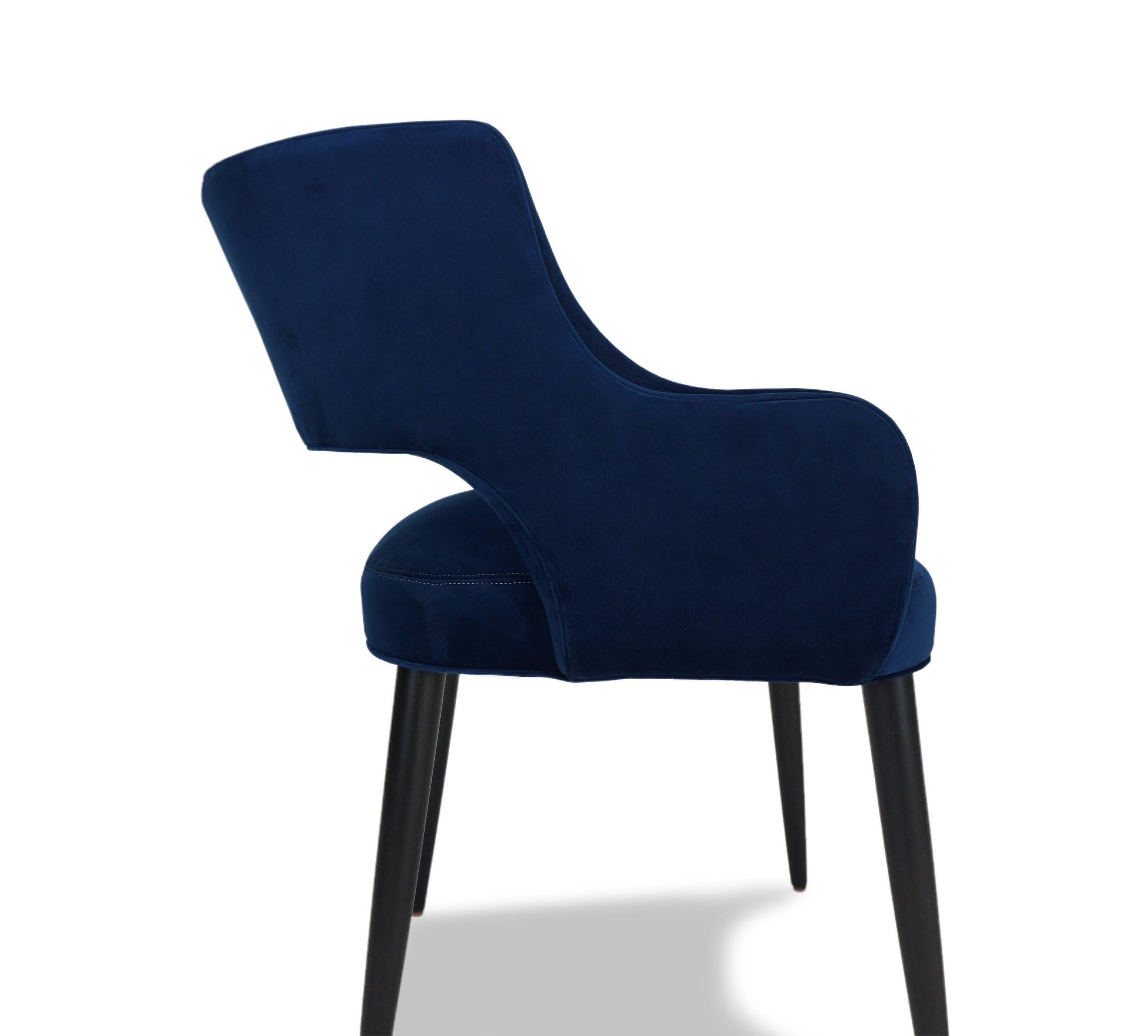 Modern Dining Chair with Sloping Arms and Relaxed Pitch For Sale 1