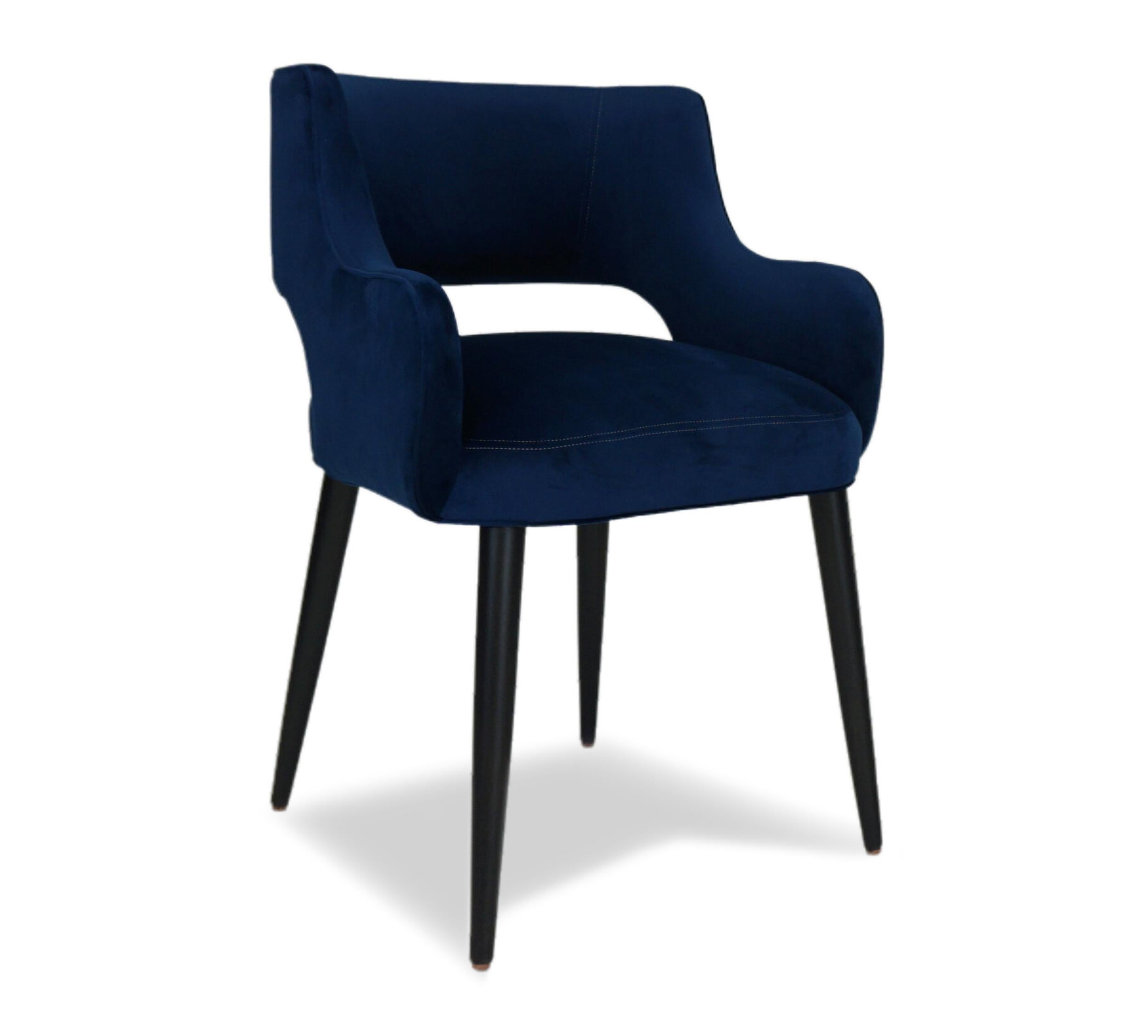 Modern Dining Chair with Sloping Arms and Relaxed Pitch For Sale