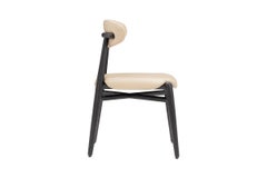 Modern Dining Chair - Wood with Genuine Italian Leather Upholstery - Taupe