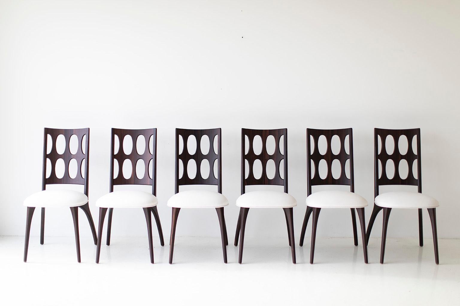 XXIe siècle et contemporain CraftAssociates Chaises de salle à manger, Chaises de salle à manger modernes, 1901, cuir blanc en vente