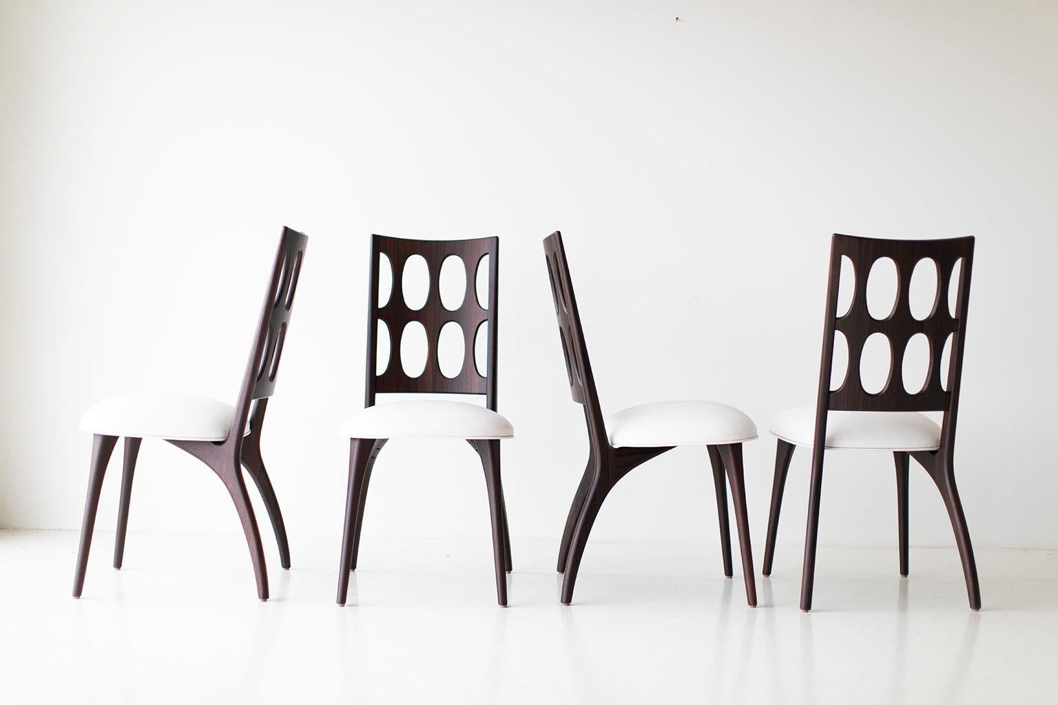 CraftAssociates Chaises de salle à manger, Chaises de salle à manger modernes, 1901, cuir blanc en vente 1