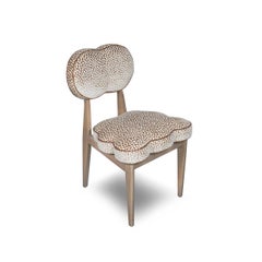 Sillas de Comedor Modernas con Patas Cónicas de Madera Teñida y Terciopelo de Puntos Beige