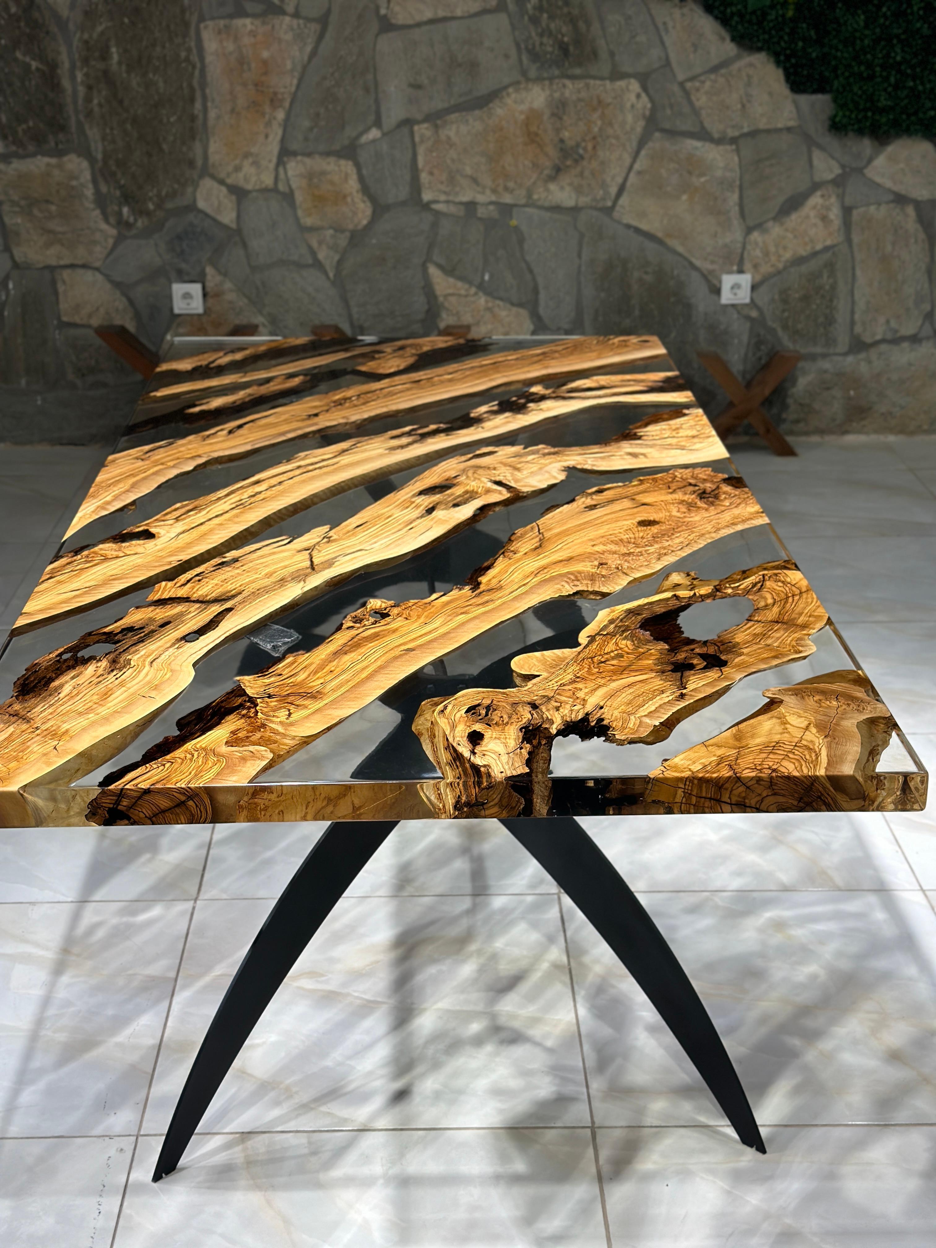 Table de salle à manger moderne en résine - Table de cuisine en bois époxy ultra clair Neuf - En vente à İnegöl, TR
