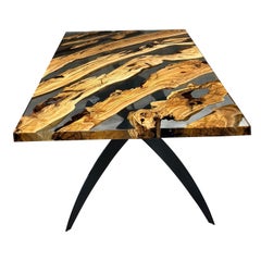 Tavolo da pranzo moderno in resina - Tavolo da cucina in legno epossidico ultra chiaro