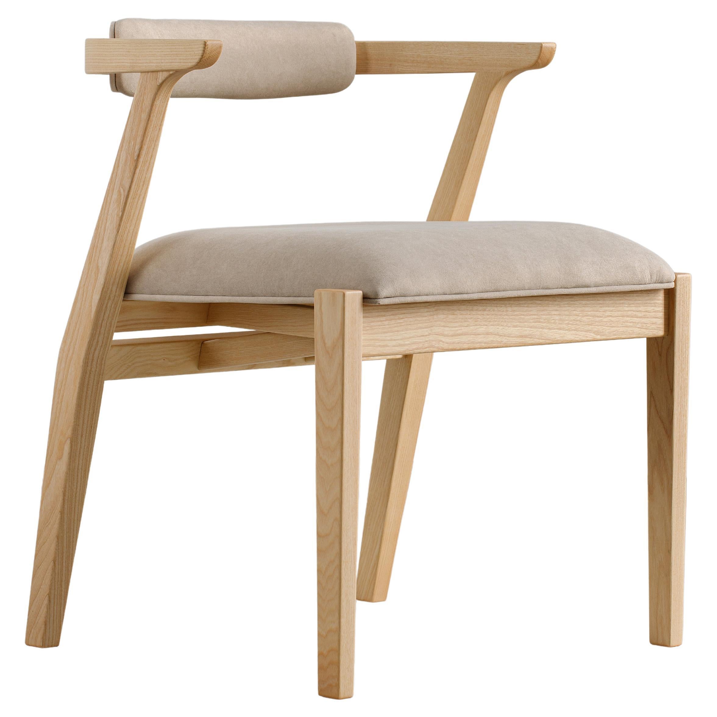 Modern Dining, Restaurant Room Chairs in Ash Solid Wood and Beige Material