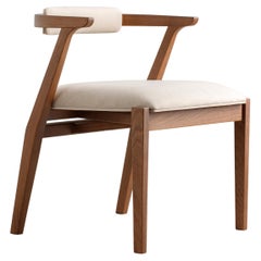Modern Dining, Restaurant Room Chairs in Brown Solid Wood and Beige Material