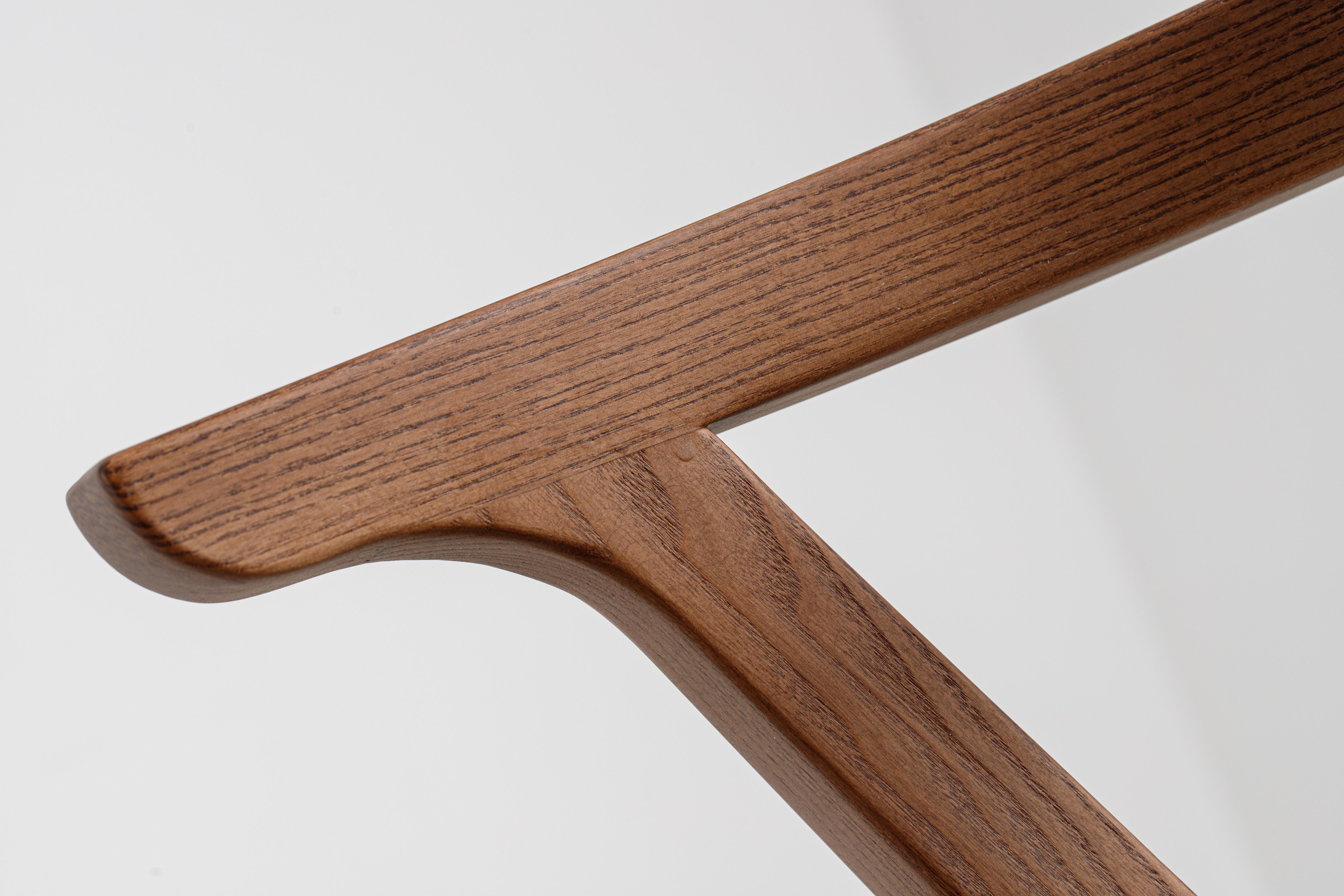 Modern Dining Room Chairs in Solid Wood and Brown Material For Sale 2