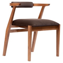 Modern Dining Room Chairs in Solid Wood and Brown Material