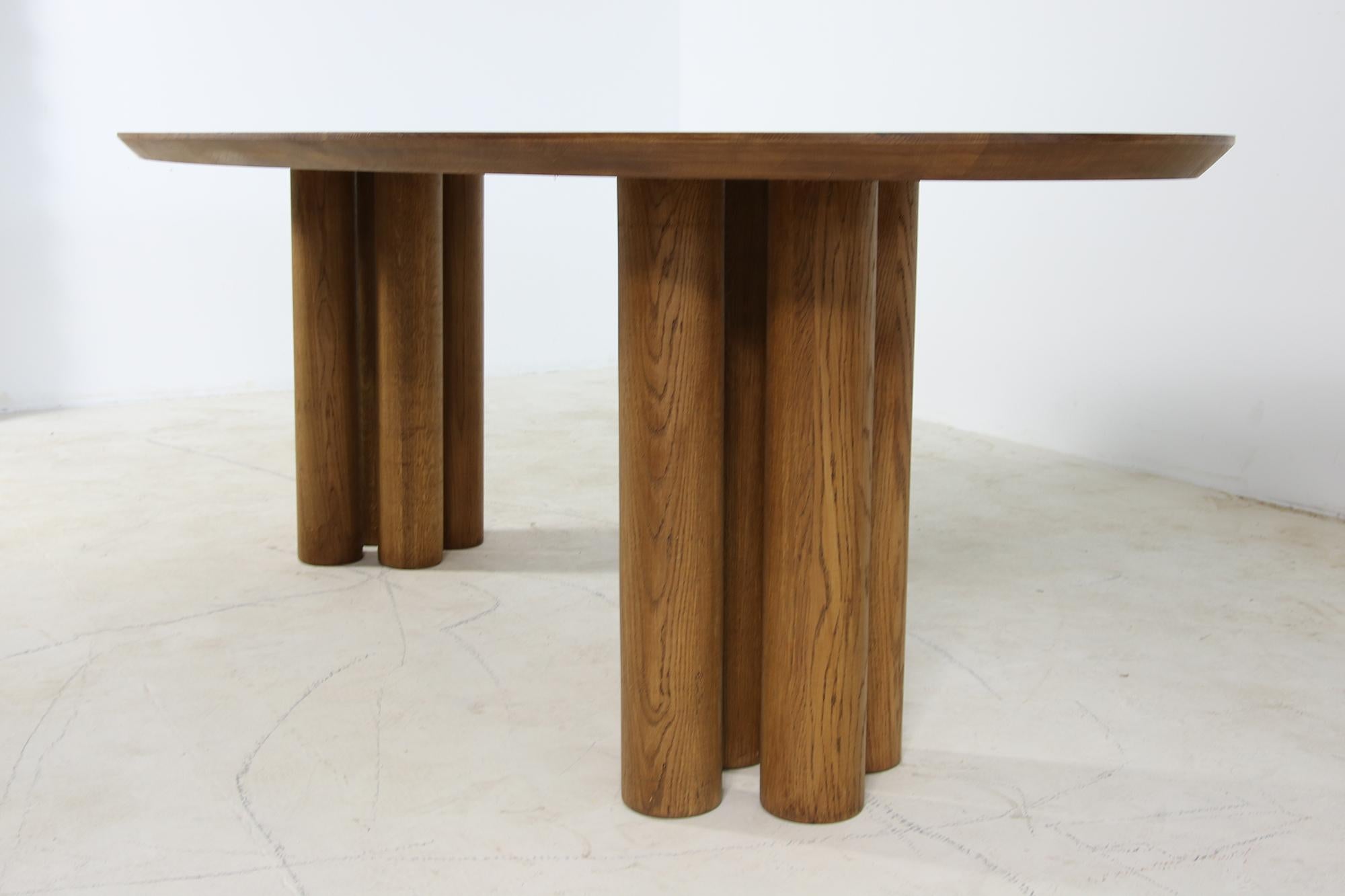 Modern Dining Room Oval Table Solid Oak, Contemporary Nathan Lindberg Pedestal B 8
