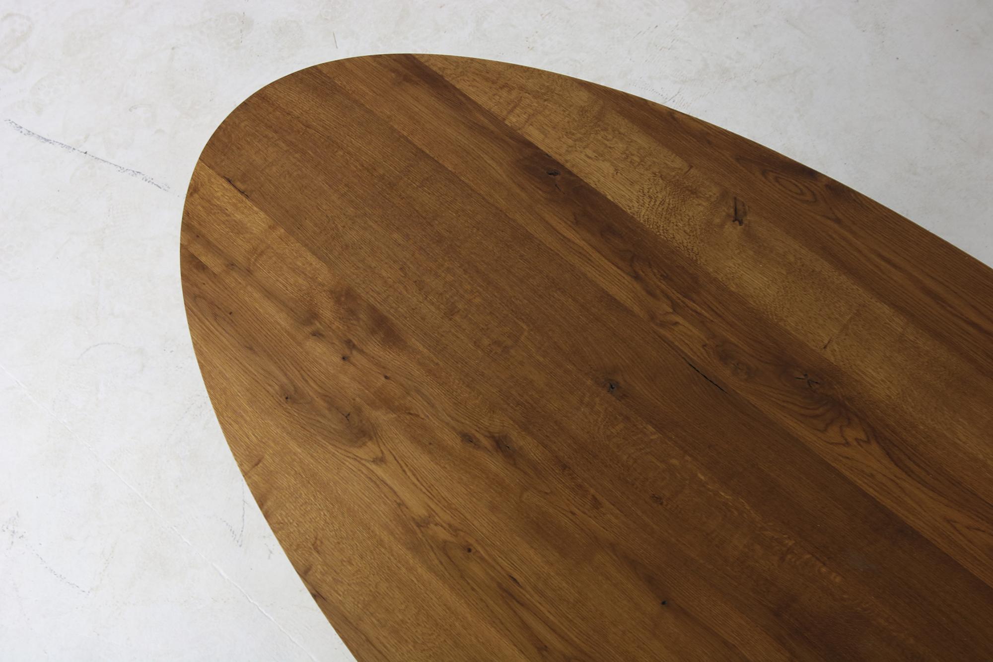 Wood Modern Dining Room Oval Table Solid Oak, Contemporary Nathan Lindberg Pedestal B