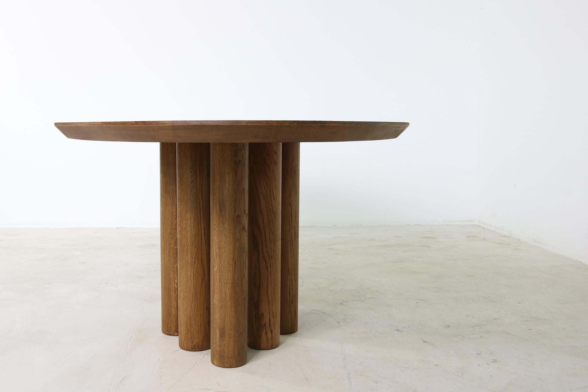 Modern Dining Room Oval Table Solid Oak, Contemporary Nathan Lindberg Pedestal C For Sale 4