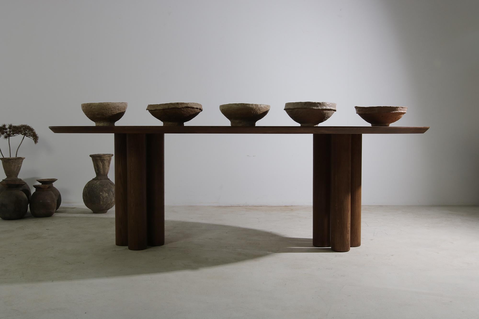 Modern Dining Room Oval Table Solid Oak, Contemporary Nathan Lindberg Pedestal C For Sale 6