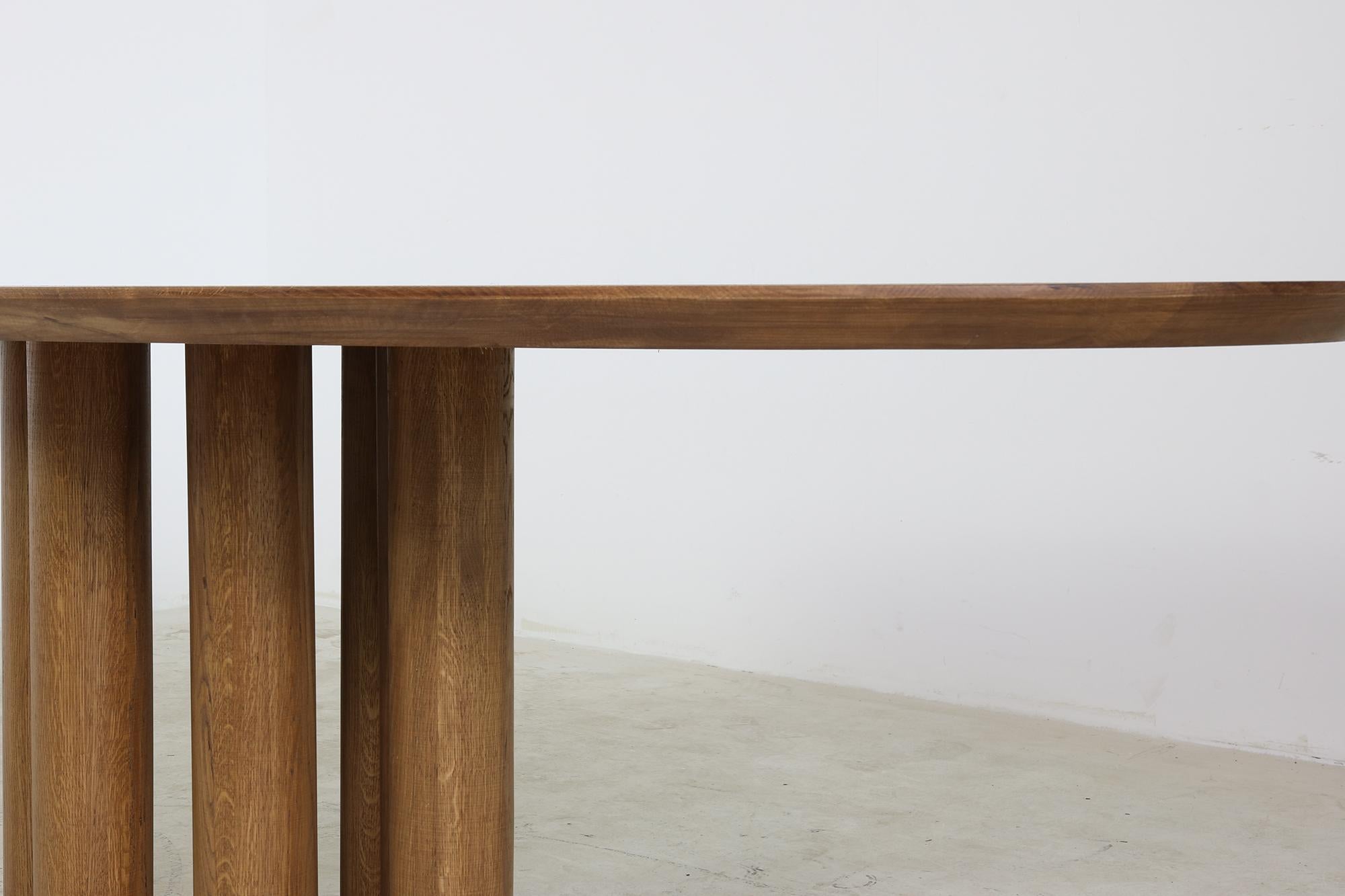 German Modern Dining Room Oval Table Solid Oak, Contemporary Nathan Lindberg Pedestal C For Sale