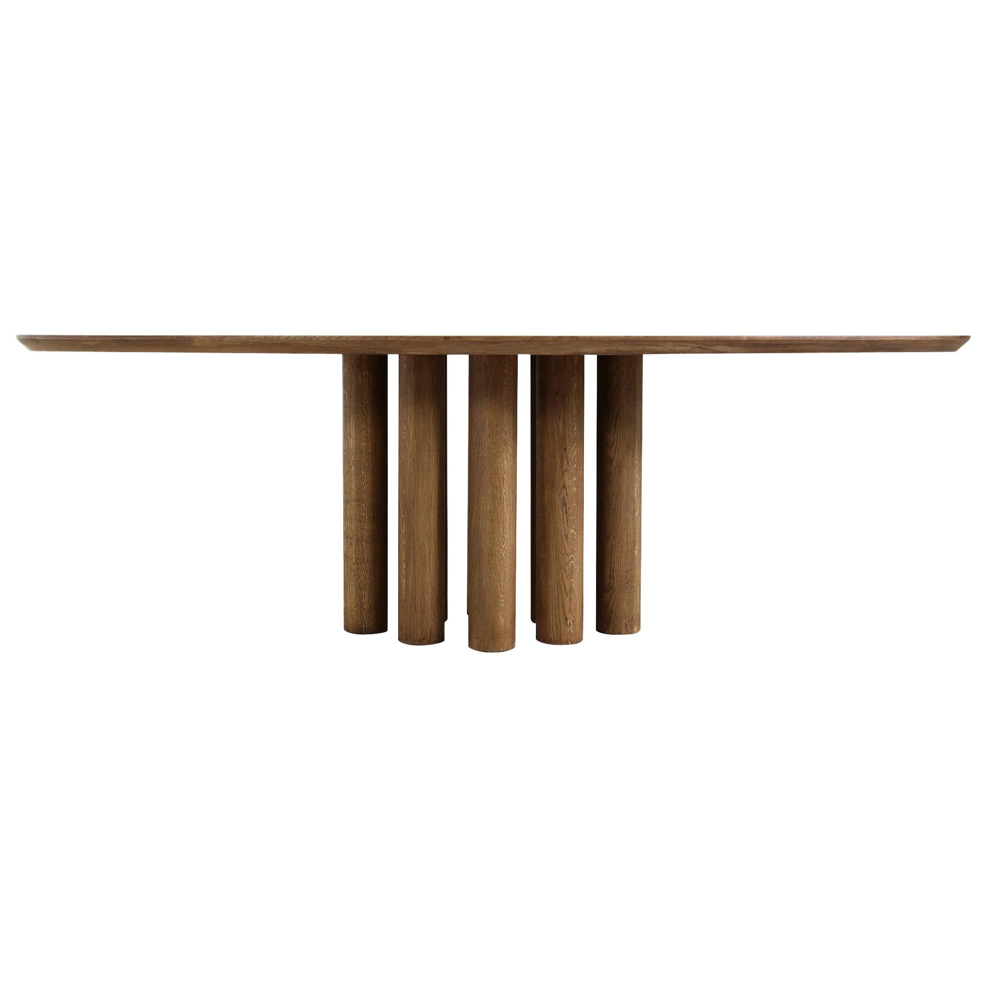 Modern Dining Room Oval Table Solid Oak, Contemporary Nathan Lindberg Pedestal C For Sale