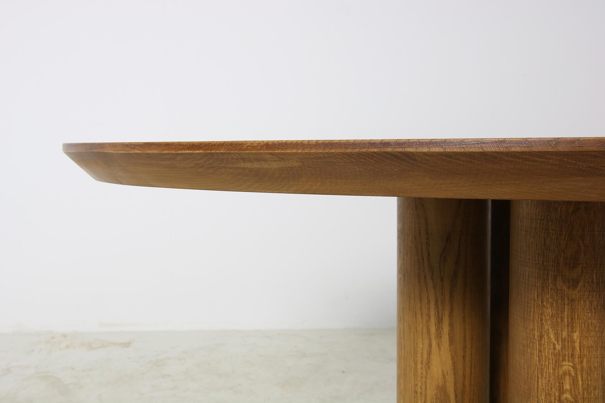 Modern Dining Room Oval Table Solid Oak, Contemporary Nathan Lindberg Pedestal 1