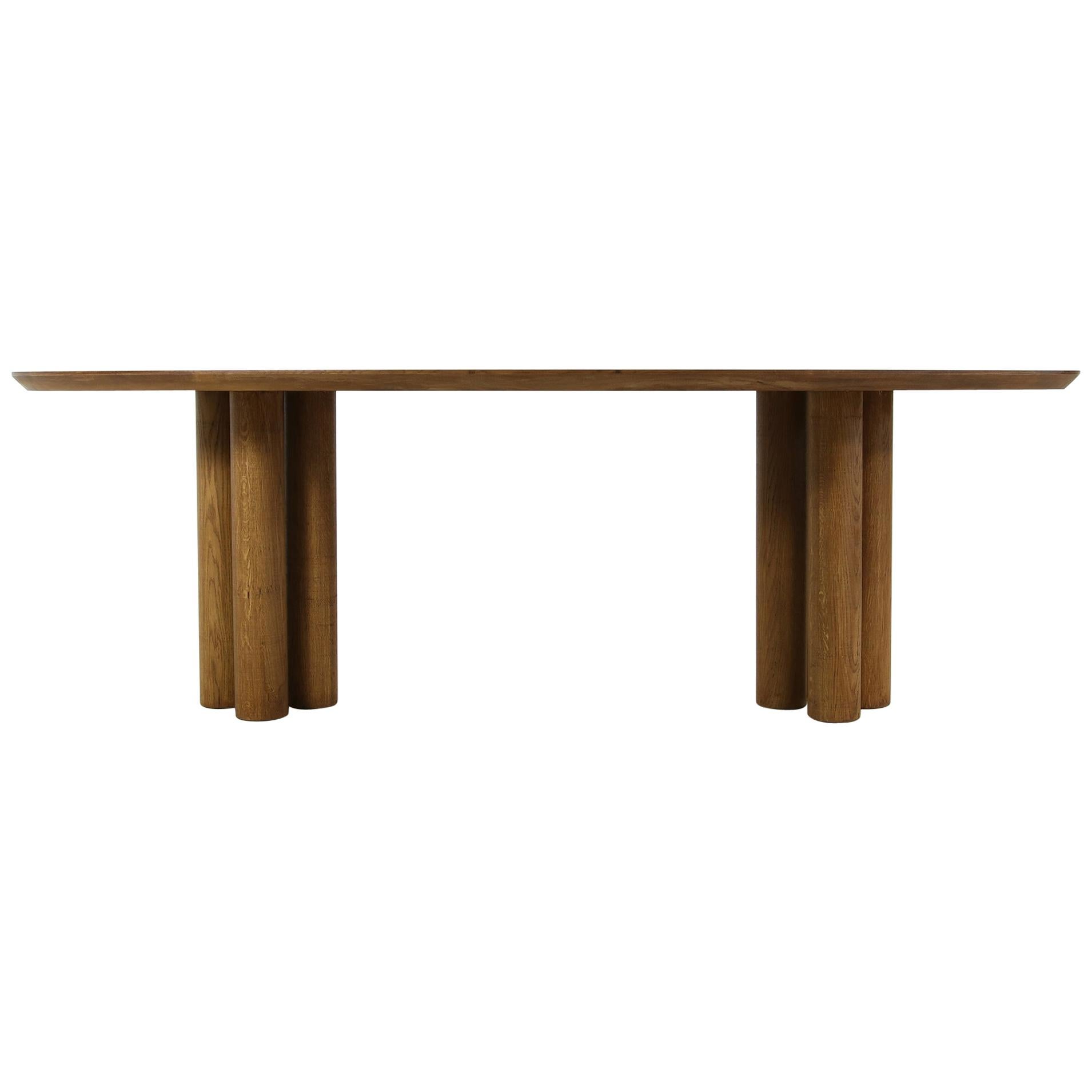 Modern Dining Room Oval Table Solid Oak, Contemporary Nathan Lindberg Pedestal