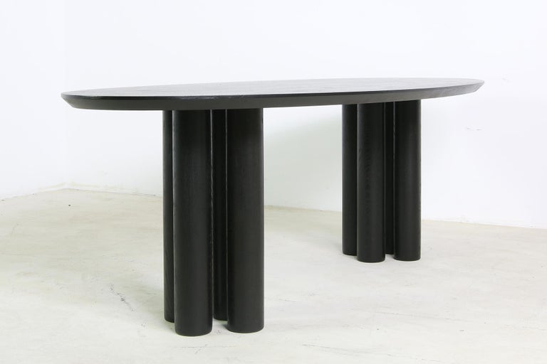 Modern Dining Room Oval Table Solid Oak Nathan Lindberg Pedestal Black