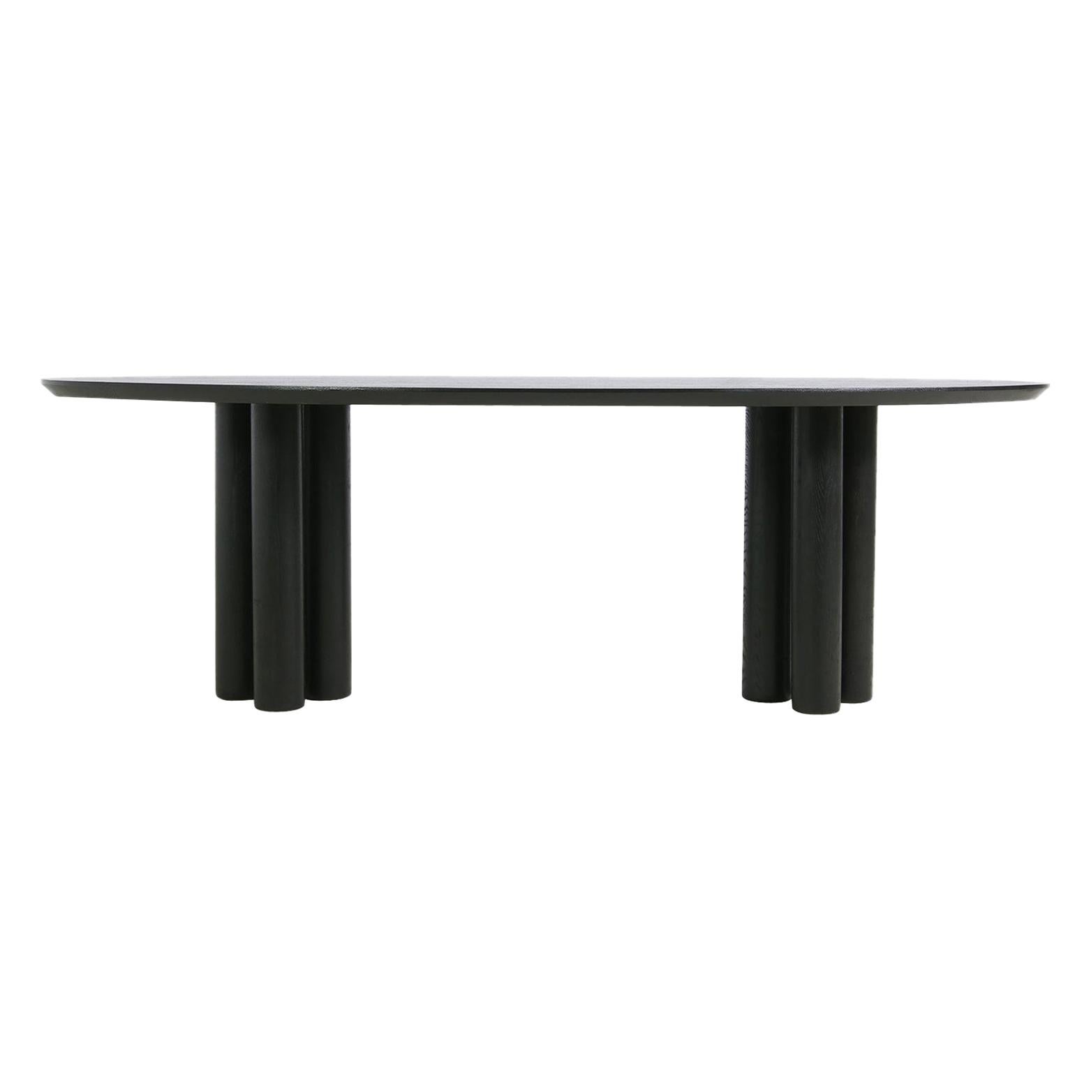 Modern Dining Room Oval Table Solid Oak Nathan Lindberg Pedestal Black Edition B