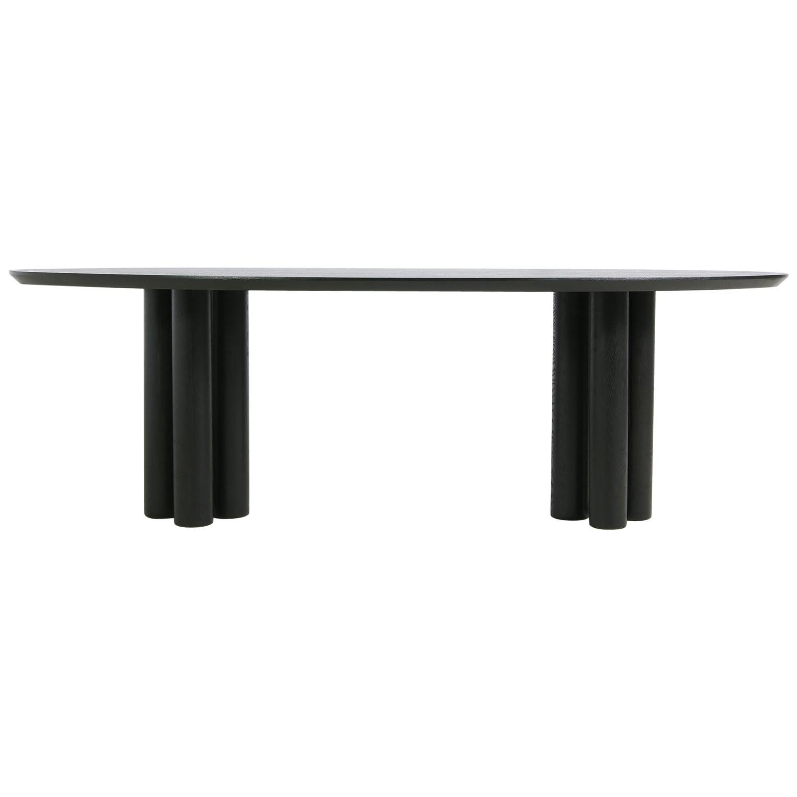 Modern Dining Room Oval Table Solid Oak, Nathan Lindberg Pedestal Black Edition