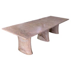 Table de salle à manger moderne sculptée à la main en grès, table de salle à manger moderne de Paul