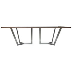 Modern Dining Room Table with Wooden Top and Stainless Finished Legs