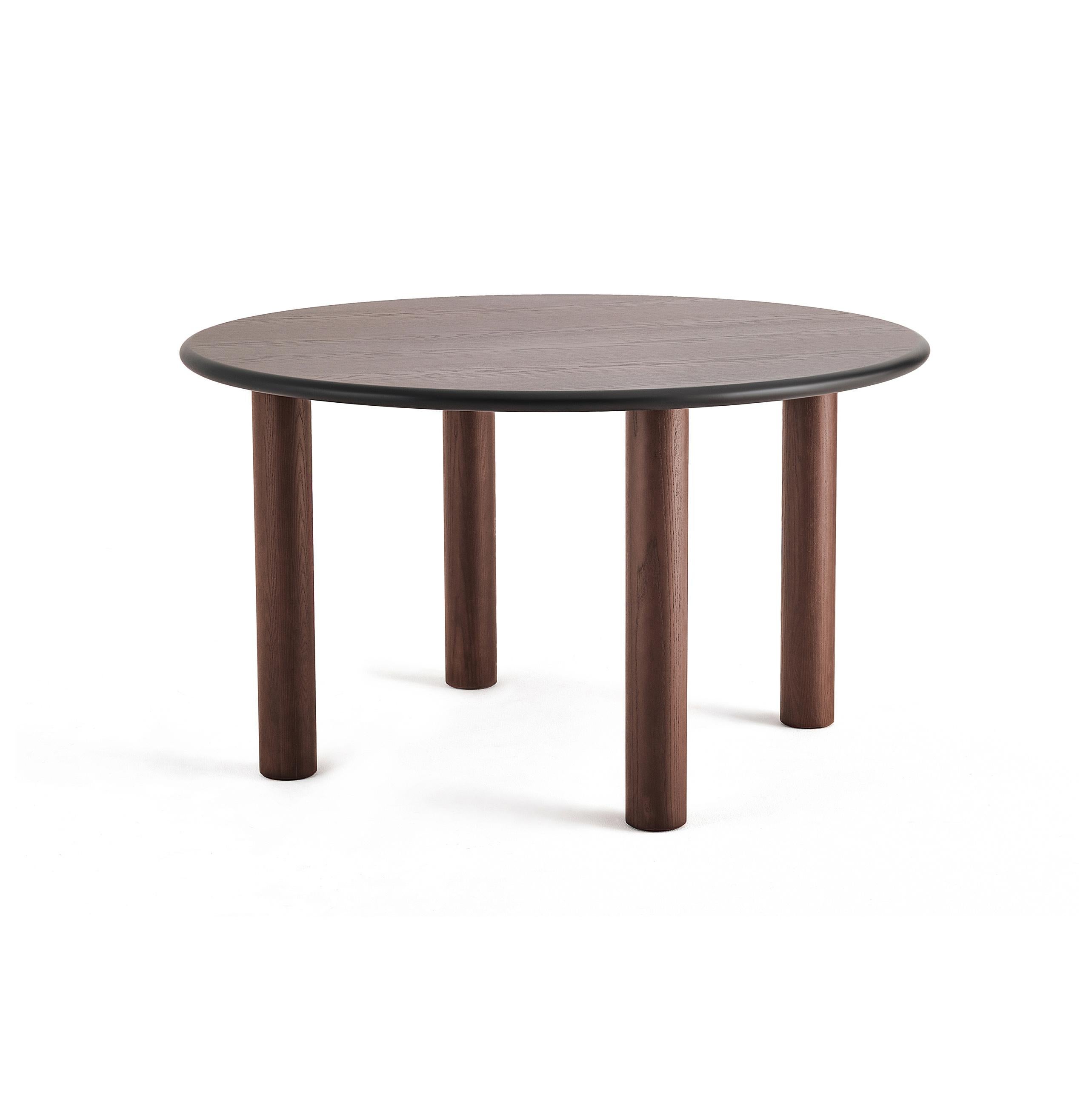 Dining round table 'PAUL' by Noom
Designer: Kateryna Sokolova

Colors: black stained, brown stained, natural

Model shown in picture: brown. Stained.
Dimensions: H 71 cm, Ø 130 cm

The table's design is a 