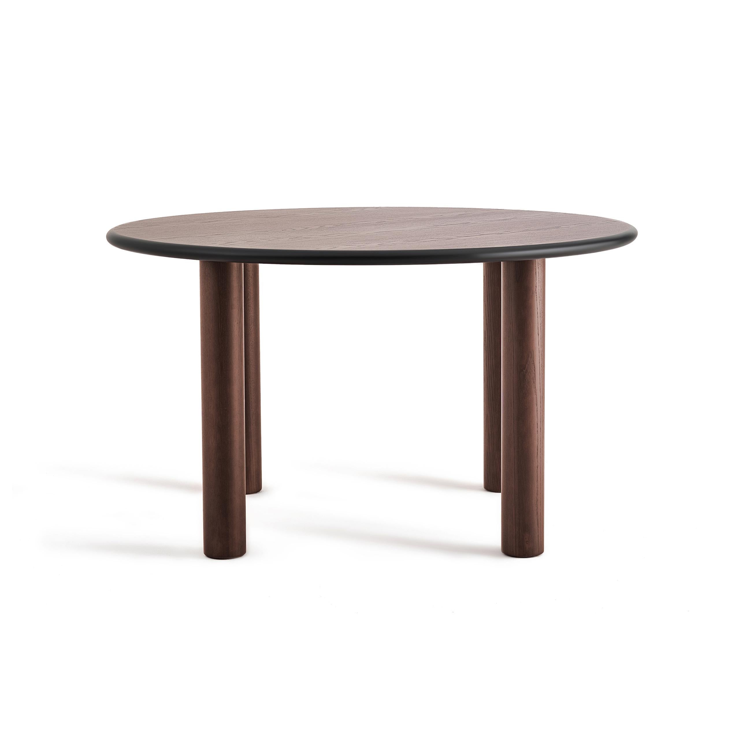 Ukrainian Contemporary Dining Round Table 'Paul' by Noom, Brown Stained, 130 cm For Sale