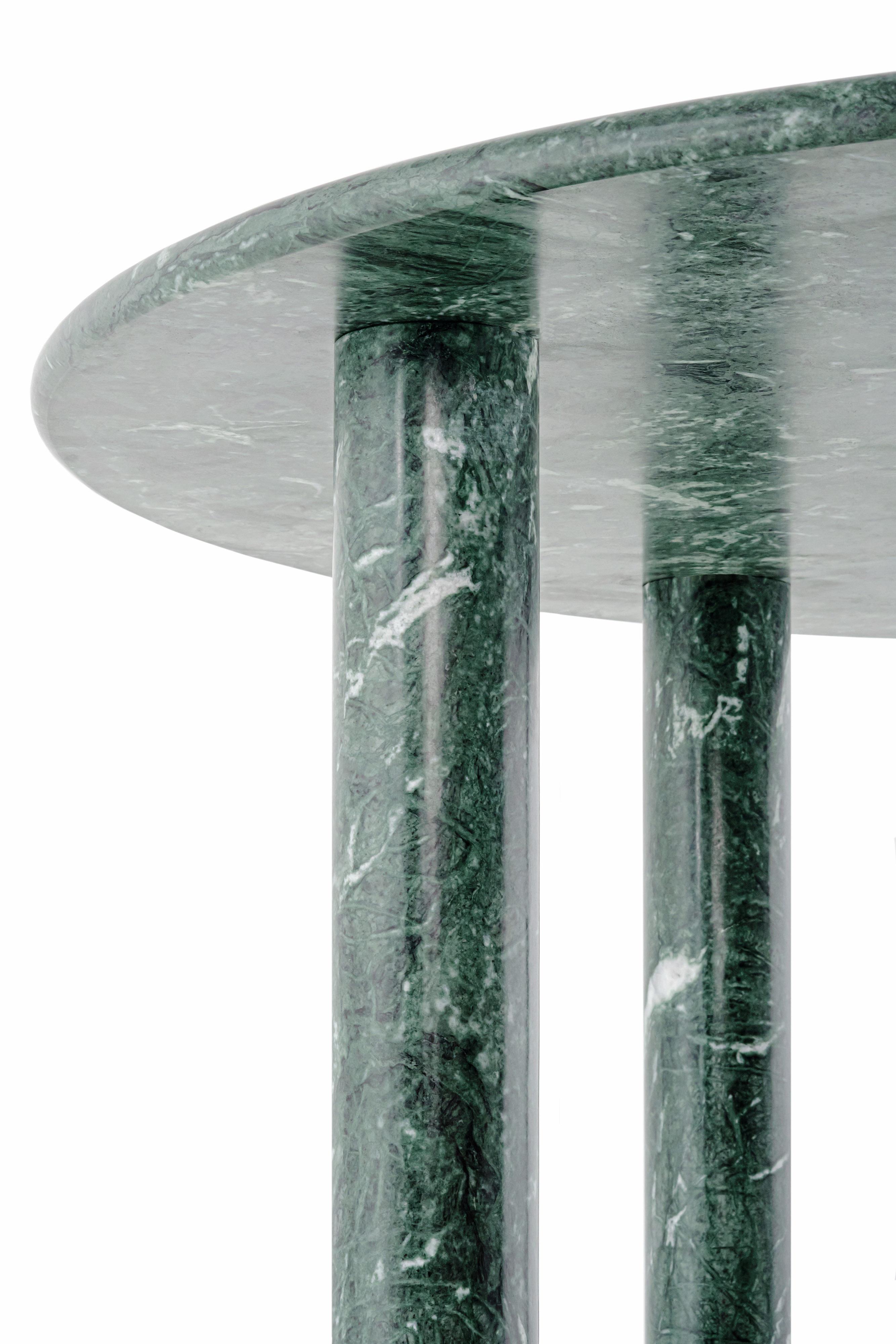 Table ronde de salle à manger contemporaine 'Paul' par NOOM, marbre vert en vente 4