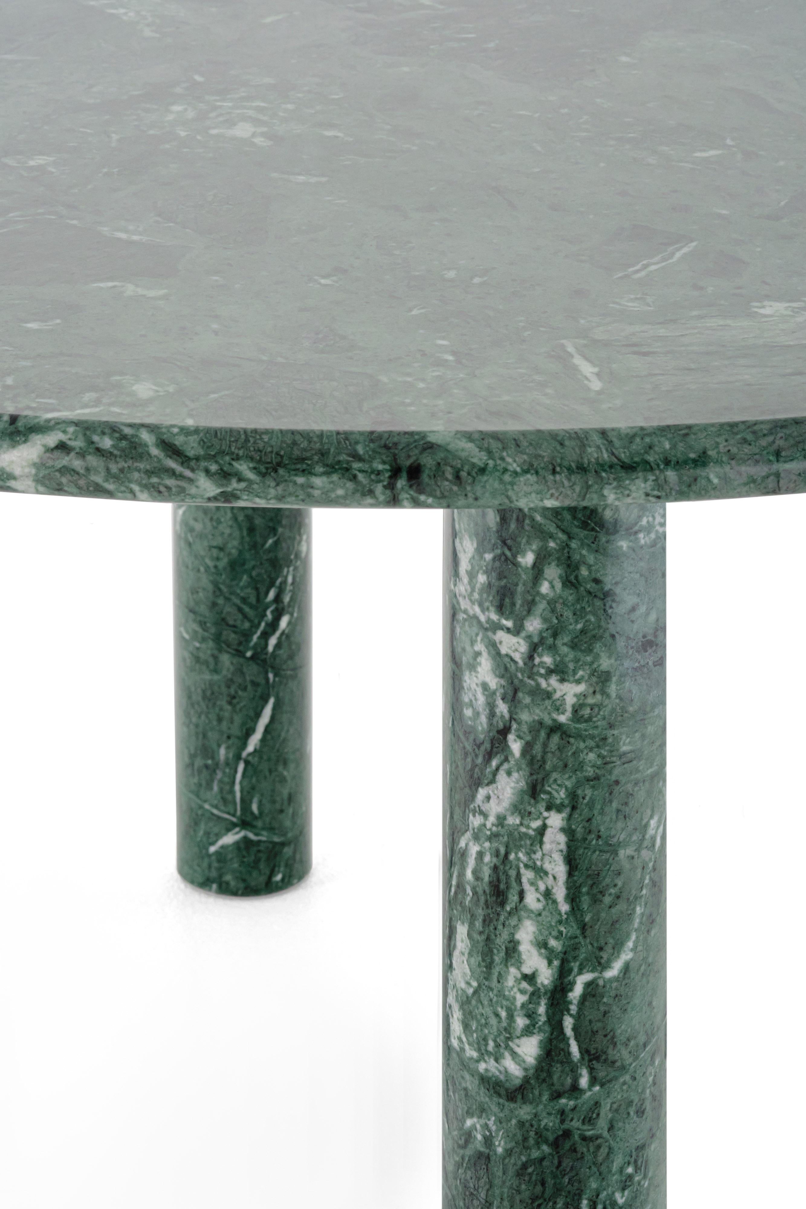 Organic Modern Contemporary Dining Round Table 'Paul' by Noom, Green Marble For Sale