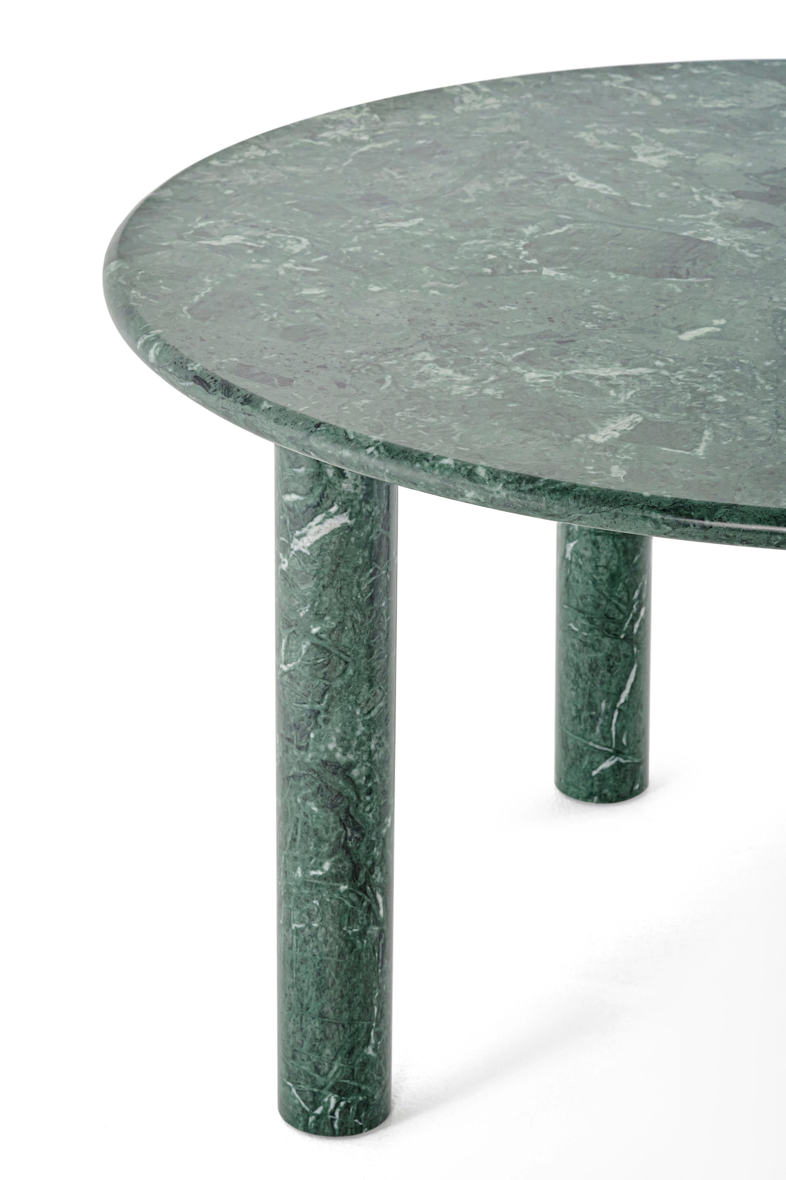 Marbre Table ronde de salle à manger contemporaine 'Paul' par NOOM, marbre vert en vente