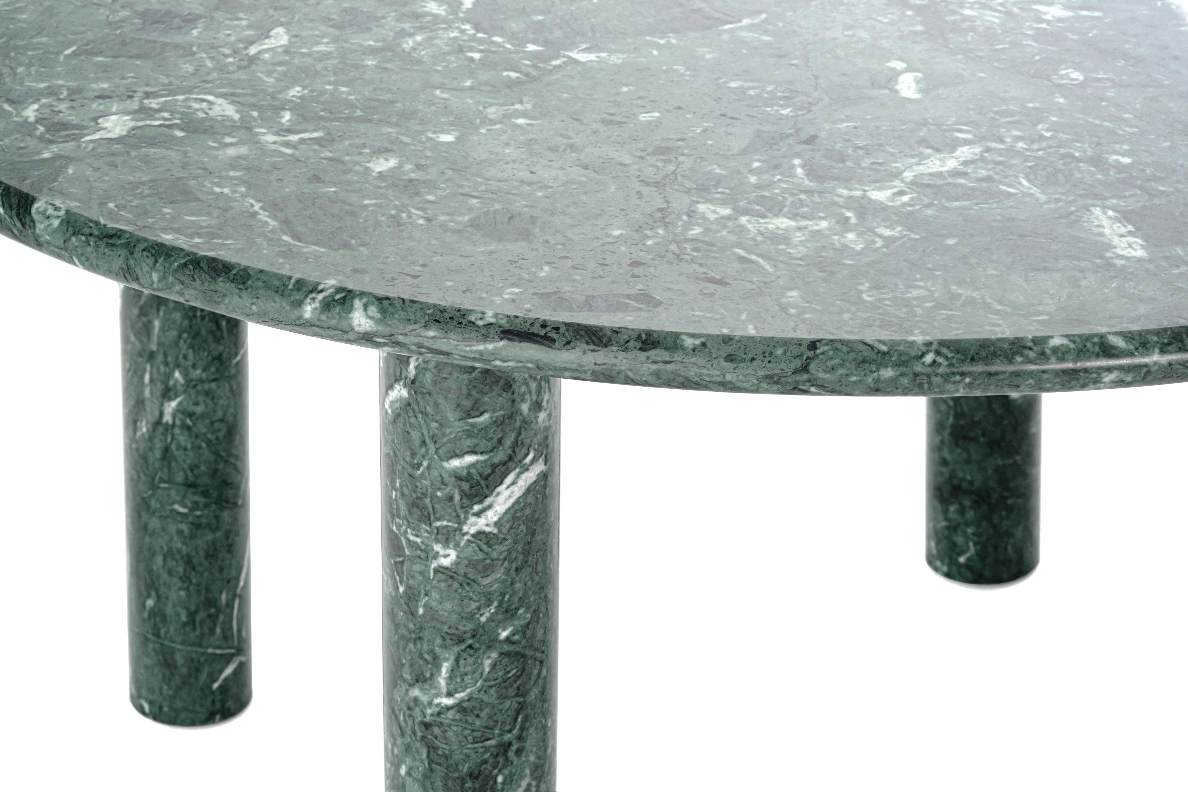 Table ronde de salle à manger contemporaine 'Paul' par NOOM, marbre vert en vente 1