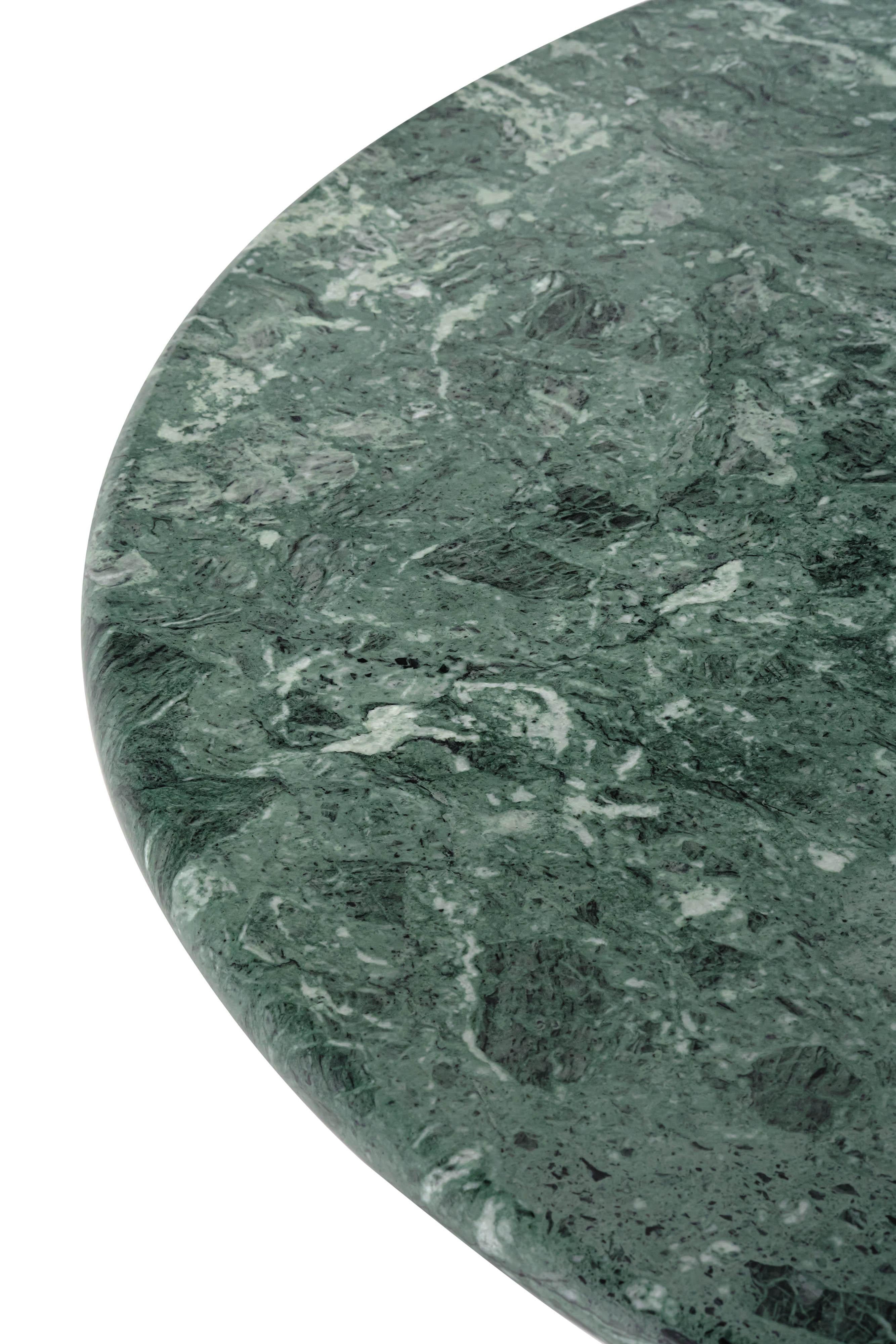 Contemporary Modern Dining Round Table 'Paul' by Noom, Green Marble For Sale