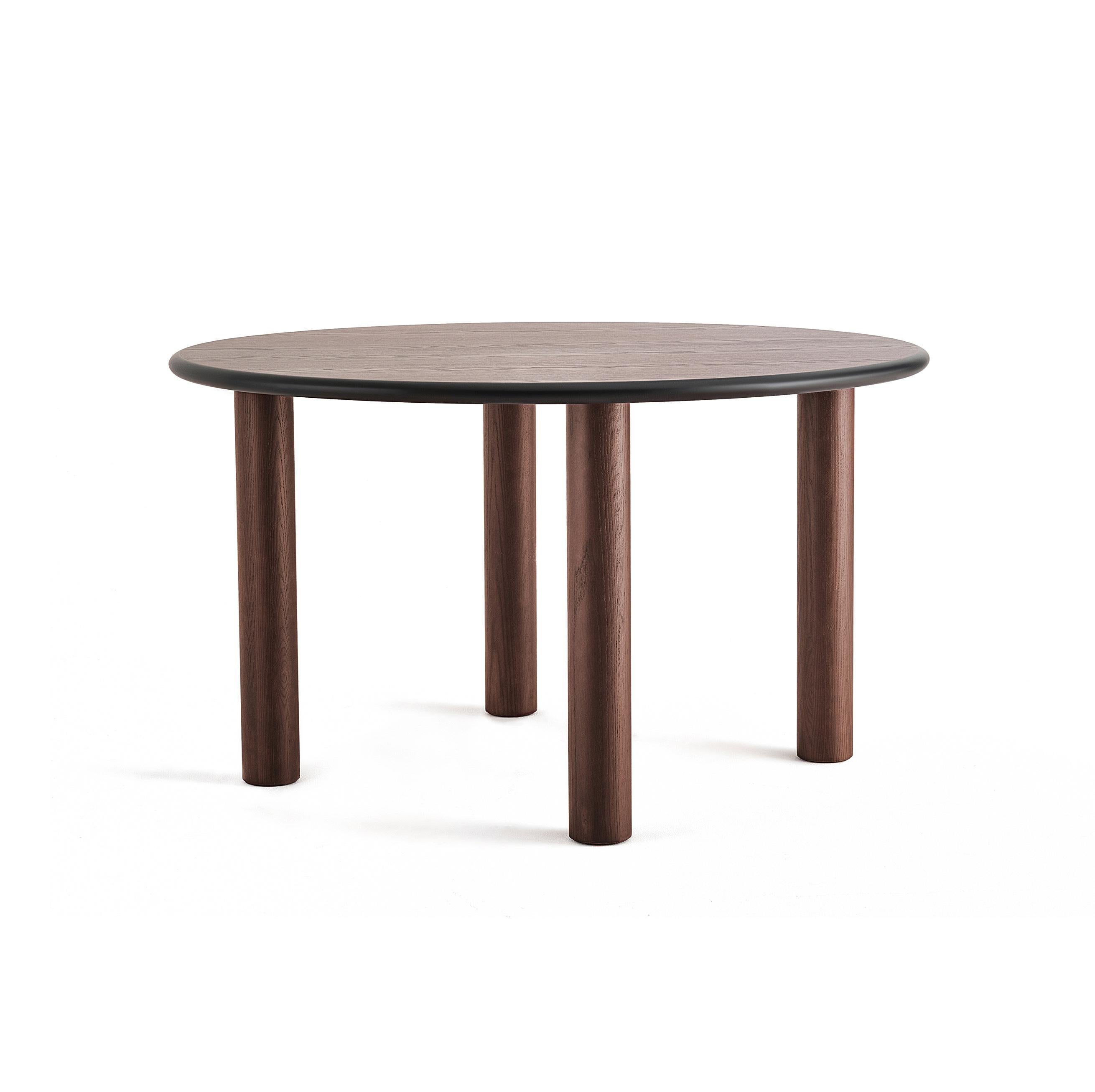 Organic Modern Contemporary Dining Round Table 'Paul' by Noom, Brown Stained, 180 cm For Sale