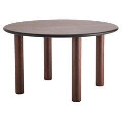 Contemporary Dining Round Table 'Paul' by Noom, Brown Stained, 180 cm