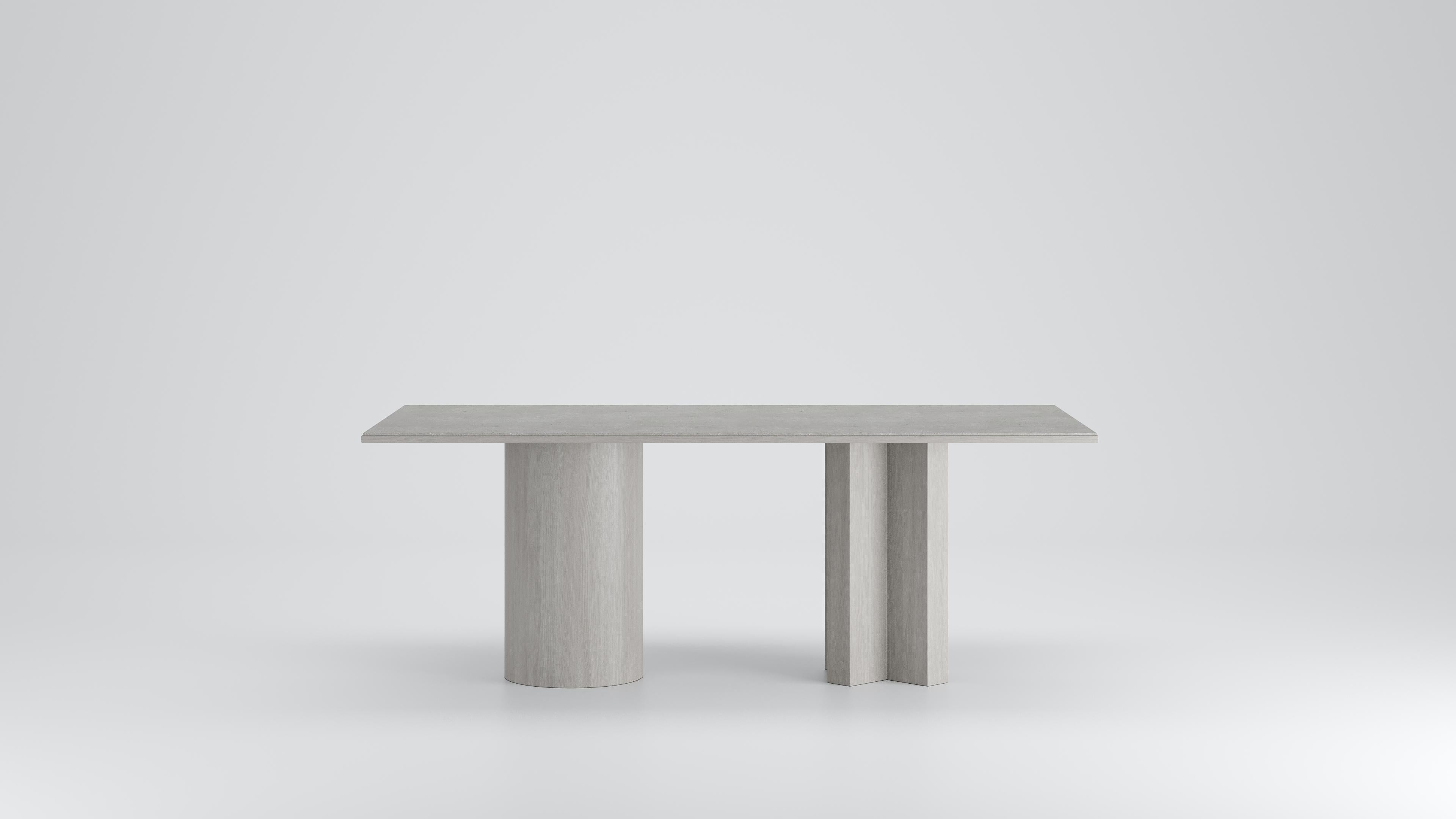 Table de salle à manger moderne Arithmetics en céramique et bois de Palo Nero en vente 7