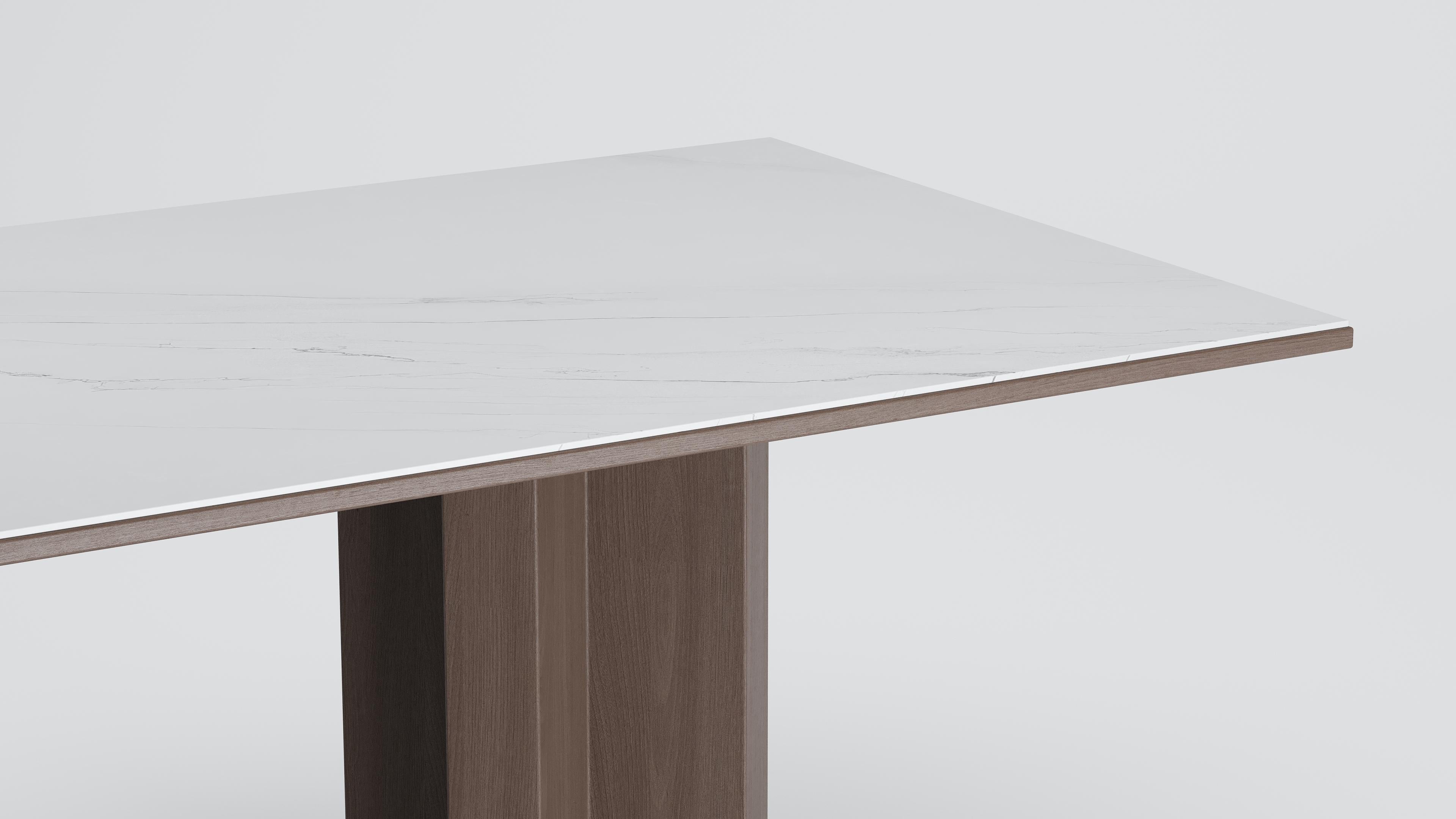 Table de salle à manger moderne Arithmetics en céramique et bois de Palo Nero en vente 8